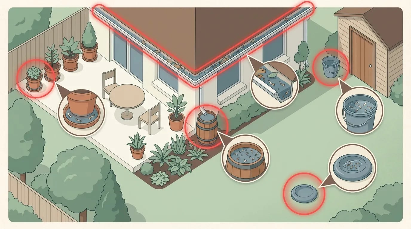 Infographic: Sources of stagnant water - mosquito breeding grounds