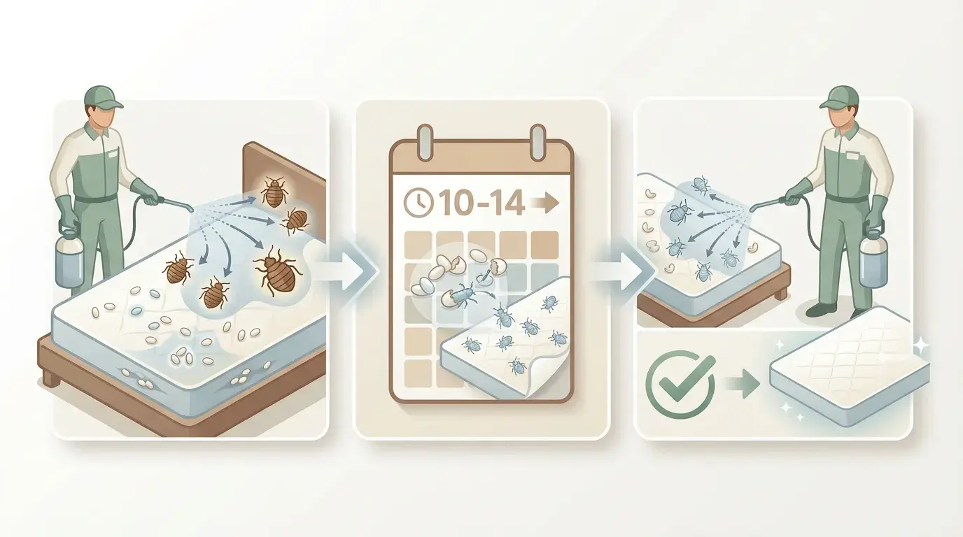 Инфографика: Цикъл на професионално третиране срещу дървеници