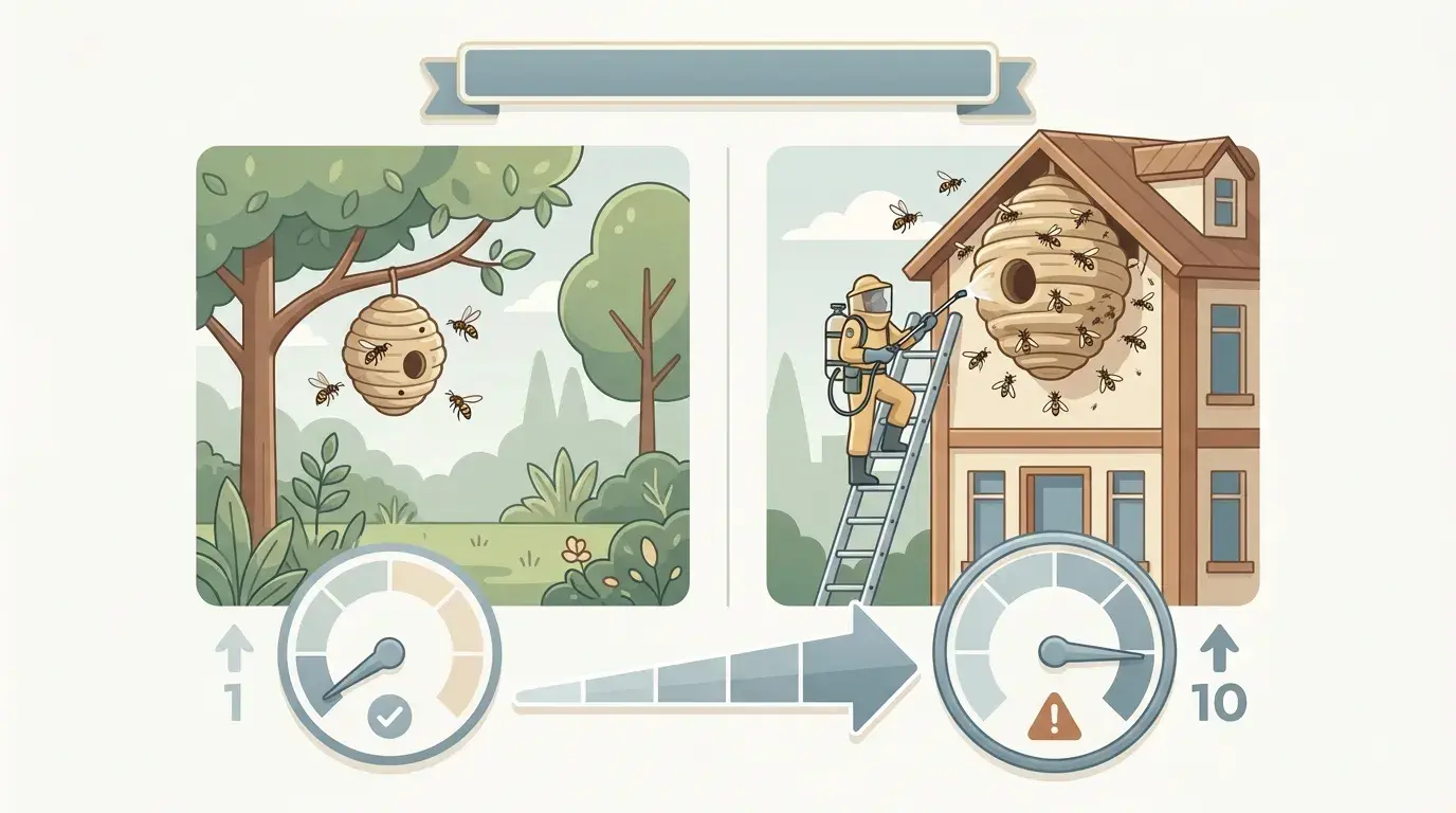 Инфографика: Сравнение на два сценария за премахване на гнездо на оси