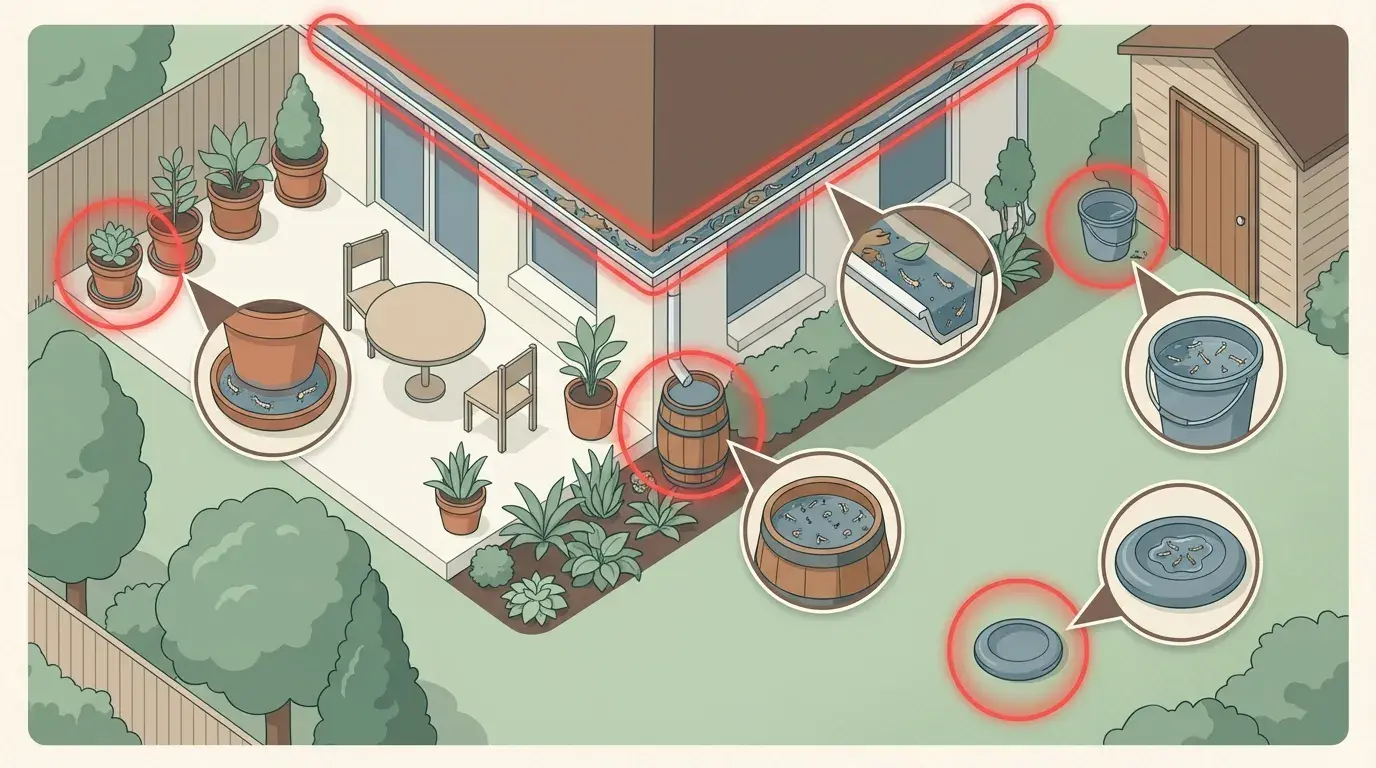 Infographic: Sources of stagnant water - mosquito breeding grounds